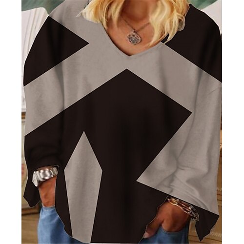 Women's Plus Size Tops T shirt Tee Geometry Print Long Sleeve V Neck Streetwear Daily Vacation Cotton Spandex Jersey Fall Spring Black
Women's Plus Size Tops T shirt Tee Geometry Print Long Sleeve V Neck Streetwear Daily Vacation Cotton Spandex Jersey Fall Spring Black