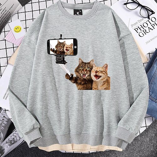 Women's Pullover Cat Print Casual Daily Hot Stamping Casual Clothing Apparel Hoodies Sweatshirts Green White
Women's Pullover Cat Print Casual Daily Hot Stamping Casual Clothing Apparel Hoodies Sweatshirts Green White