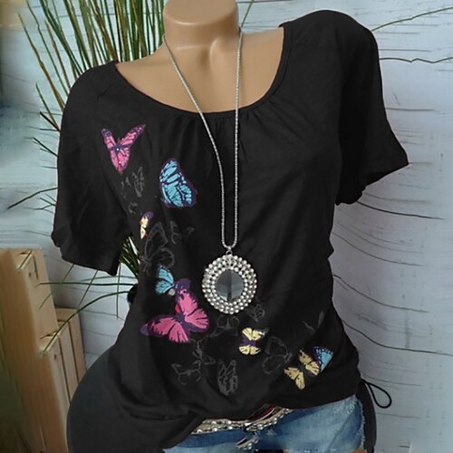 Women's Plus Size Tops Blouse T shirt Tee Butterfly Print Short Sleeve Crewneck Streetwear Daily Going out Polyester Spring Summer White Black
Women's Plus Size Tops Blouse T shirt Tee Butterfly Print Short Sleeve Crewneck Streetwear Daily Going out Polyester Spring Summer White Black