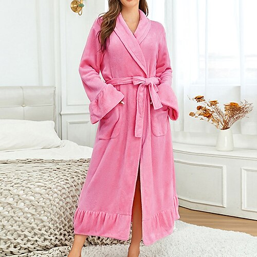 Women's Pajamas Winter Robes Gown Bathrobes Nighty Pure Color Simple Comfort Home Bed Polyester Lapel Long Sleeve Pocket Winter Fall Pink / Flannel / Pjs
Women's Pajamas Winter Robes Gown Bathrobes Nighty Pure Color Simple Comfort Home Bed Polyester Lapel Long Sleeve Pocket Winter Fall Pink / Flannel / Pjs