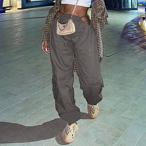 Women's Cargo Pants Pants Trousers Trousers Parachute Pants Grey Low Waist Fashion Streetwear Casual Daily Baggy Cut Out Micro-elastic Full Length Comfort Plain S M L
Women's Cargo Pants Pants Trousers Trousers Parachute Pants Grey Low Waist Fashion Streetwear Casual Daily Baggy Cut Out Micro-elastic Full Length Comfort Plain S M L