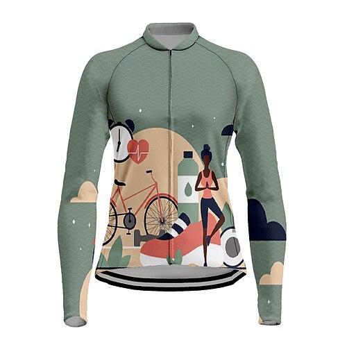 21Grams Women's Cycling Jersey Long Sleeve Bike Top with 3 Rear Pockets Mountain Bike MTB Road Bike Cycling Quick Dry Moisture Wicking Green Graphic Patterned Sports Clothing Apparel / Stretchy
21Grams Women's Cycling Jersey Long Sleeve Bike Top with 3 Rear Pockets Mountain Bike MTB Road Bike Cycling Quick Dry Moisture Wicking Green Graphic Patterned Sports Clothing Apparel / Stretchy