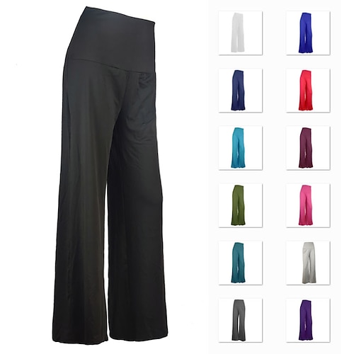 

Women's Wide Leg Pants Yoga Style High Waist Quick Dry Pilates Dance Cropped Pants Bottoms White Black Purple Cotton Sports Activewear Micro-elastic Loose / Athletic / Casual / Athleisure