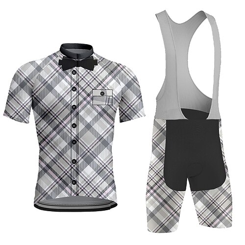 21Grams Men's Cycling Jersey with Bib Shorts Short Sleeve Mountain Bike MTB Road Bike Cycling Grey Plaid Checkered Bike Clothing Suit 3D Pad Breathable Quick Dry Moisture Wicking Back Pocket
21Grams Men's Cycling Jersey with Bib Shorts Short Sleeve Mountain Bike MTB Road Bike Cycling Grey Plaid Checkered Bike Clothing Suit 3D Pad Breathable Quick Dry Moisture Wicking Back Pocket