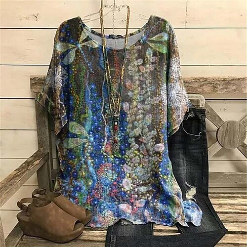 Women's Plus Size Curve Tops Blouse Shirt Floral Print Short Sleeve Crewneck Streetwear Daily Vacation Polyester Fall Spring Green Blue
Women's Plus Size Curve Tops Blouse Shirt Floral Print Short Sleeve Crewneck Streetwear Daily Vacation Polyester Fall Spring Green Blue