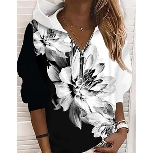 Women's Pullover Hoodie Sweatshirt Floral Quarter Zip Print Casual Weekend 3D Print Active Streetwear Hoodies Sweatshirts Black
Women's Pullover Hoodie Sweatshirt Floral Quarter Zip Print Casual Weekend 3D Print Active Streetwear Hoodies Sweatshirts Black