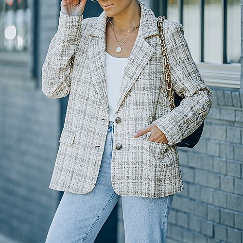 Women's Blazer Regular Pocket Button Print Coat White Stylish Casual Daily Street Style Street Daily Vacation Fall Winter Single Breasted Lapel Loose S M L XL
Women's Blazer Regular Pocket Button Print Coat White Stylish Casual Daily Street Style Street Daily Vacation Fall Winter Single Breasted Lapel Loose S M L XL