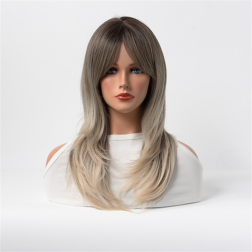

Synthetic Wig Curly With Bangs Wig Headgear Eight-character Bangs Gradient Color Long Curly Wig Female Wigs Chemical Fiber High Temperature Silk Headgear
