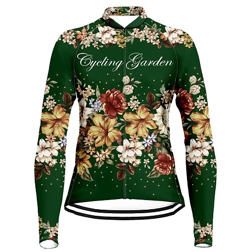 21Grams Women's Cycling Jersey Long Sleeve Bike Top with 3 Rear Pockets Mountain Bike MTB Road Bike Cycling Breathable Quick Dry Moisture Wicking Reflective Strips Green Floral Botanical Polyester
21Grams Women's Cycling Jersey Long Sleeve Bike Top with 3 Rear Pockets Mountain Bike MTB Road Bike Cycling Breathable Quick Dry Moisture Wicking Reflective Strips Green Floral Botanical Polyester