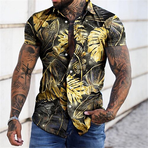 Men's Shirt 3D Print Leaves Turndown Street Casual Button-Down Print Short Sleeves Tops Designer Casual Fashion Breathable Yellow / Summer
Men's Shirt 3D Print Leaves Turndown Street Casual Button-Down Print Short Sleeves Tops Designer Casual Fashion Breathable Yellow / Summer