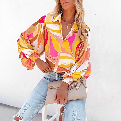 Women's Blouse Graphic Daily Weekend Blouse Shirt Long Sleeve Button Print Shirt Collar Casual Yellow S / 3D Print
Women's Blouse Graphic Daily Weekend Blouse Shirt Long Sleeve Button Print Shirt Collar Casual Yellow S / 3D Print