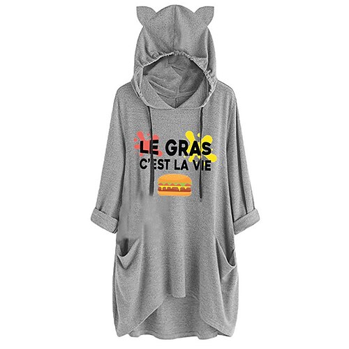 Women's Shift Dress Short Mini Dress Gray Long Sleeve Fall Print Letter Pocket Print Fall Winter Hooded Casual 2022 S M L XL XXL 3XL
Women's Shift Dress Short Mini Dress Gray Long Sleeve Fall Print Letter Pocket Print Fall Winter Hooded Casual 2022 S M L XL XXL 3XL