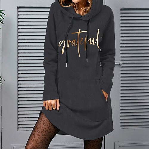 Women's Shift Dress Short Mini Dress Green Gray Long Sleeve Print Letter Pocket Print Fall Winter Hooded Casual 2022 S M L XL XXL 3XL
Women's Shift Dress Short Mini Dress Green Gray Long Sleeve Print Letter Pocket Print Fall Winter Hooded Casual 2022 S M L XL XXL 3XL