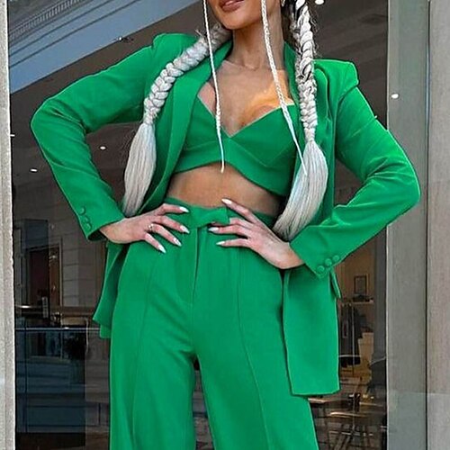 Women's Blazer Office / Career Work Fall Winter Regular Coat Regular Fit Breathable Stylish Formal Jacket Long Sleeve Solid Color Pocket Green White Black
Women's Blazer Office / Career Work Fall Winter Regular Coat Regular Fit Breathable Stylish Formal Jacket Long Sleeve Solid Color Pocket Green White Black