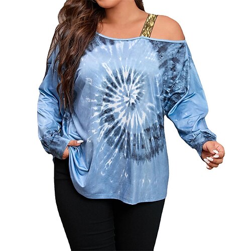 Women's Plus Size Tops T shirt Tee Tie Dye Cut Out Print Long Sleeve One Shoulder Streetwear Daily Going out Cotton Fall Winter Blue Gray
Women's Plus Size Tops T shirt Tee Tie Dye Cut Out Print Long Sleeve One Shoulder Streetwear Daily Going out Cotton Fall Winter Blue Gray