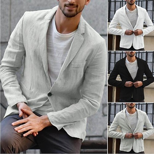 Men's Blazer Sport Jacket Sport Coat Linen Suit Warm Street Daily Holiday Single Breasted Turndown Streetwear Stylish Casual Jacket Outerwear Solid Color Pocket Black Gray White
Men's Blazer Sport Jacket Sport Coat Linen Suit Warm Street Daily Holiday Single Breasted Turndown Streetwear Stylish Casual Jacket Outerwear Solid Color Pocket Black Gray White