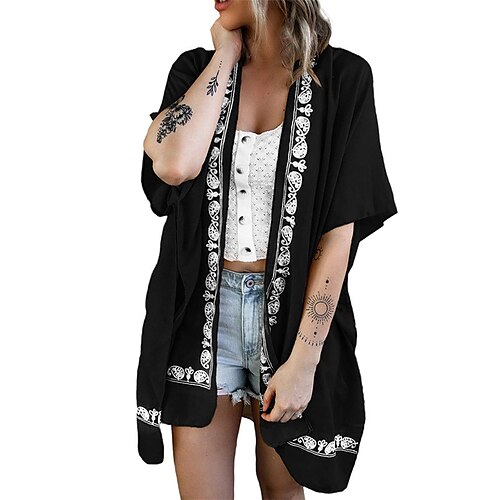 Women's Shirt Shrugs Army Green Royal Blue Orange Flower Print Half Sleeve Daily Weekend Streetwear Casual V Neck Regular S
Women's Shirt Shrugs Army Green Royal Blue Orange Flower Print Half Sleeve Daily Weekend Streetwear Casual V Neck Regular S