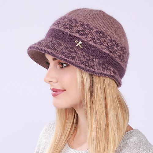 

Women's Bucket Cloche Hat Outdoor Home Daily Plaid / Striped / Chevron / Round Knitting Casual Casual / Daily 1 pcs