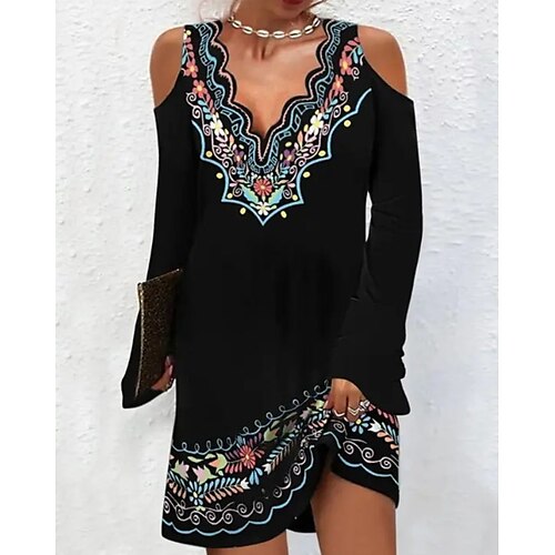 Women's Sheath Dress Short Mini Dress Black Long Sleeve Print Print Fall Winter V Neck Casual Fashion Modern 2022 S M L XL XXL 3XL
Women's Sheath Dress Short Mini Dress Black Long Sleeve Print Print Fall Winter V Neck Casual Fashion Modern 2022 S M L XL XXL 3XL