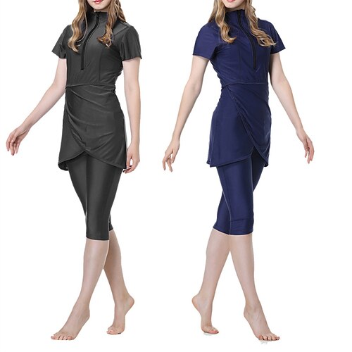 Women's Burkini Hijab Swimsuit UPF50 Short Sleeve Bathing Suit 3-Piece Modest Swimwear Swimming Beach Water Sports Solid Colored Spring Summer Autumn
Women's Burkini Hijab Swimsuit UPF50 Short Sleeve Bathing Suit 3-Piece Modest Swimwear Swimming Beach Water Sports Solid Colored Spring Summer Autumn