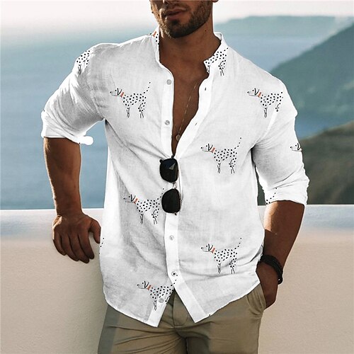 Men's Shirt Animal Dog Stand Collar White Long Sleeve 3D Print Outdoor Casual Button-Down Print Tops Fashion Designer Casual Comfortable / Sports
Men's Shirt Animal Dog Stand Collar White Long Sleeve 3D Print Outdoor Casual Button-Down Print Tops Fashion Designer Casual Comfortable / Sports