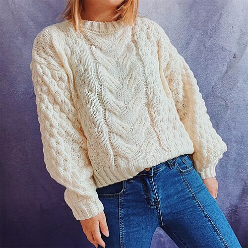 Women's Pullover Sweater Jumper Chunky Knit Knitted Pure Color Crew Neck Stylish Casual Daily Going out Fall Winter White Black S M L / Long Sleeve
Women's Pullover Sweater Jumper Chunky Knit Knitted Pure Color Crew Neck Stylish Casual Daily Going out Fall Winter White Black S M L / Long Sleeve