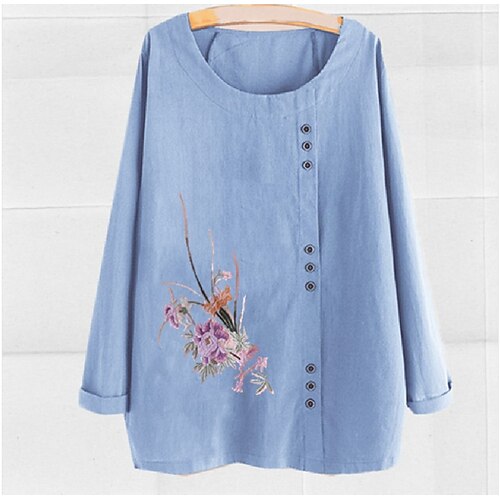 Women's Blouse Floral Graphic Daily Going out Weekend Blouse Long Sleeve Print Round Neck Casual White Blue Navy Blue S
Women's Blouse Floral Graphic Daily Going out Weekend Blouse Long Sleeve Print Round Neck Casual White Blue Navy Blue S