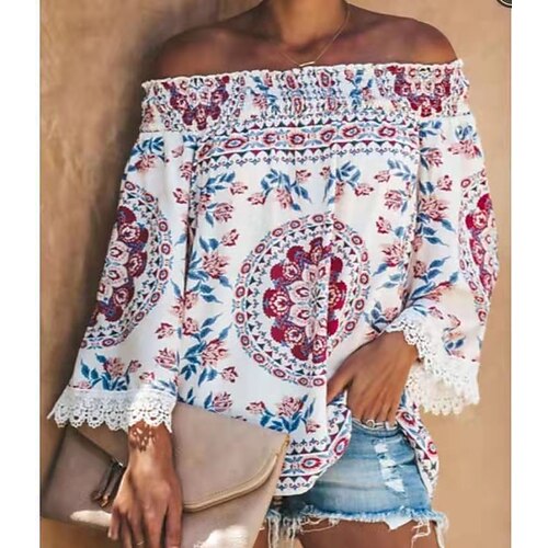 Women's Blouse Flower Daily Weekend Blouse Shirt Long Sleeve Print Off Shoulder Casual Blue Yellow Wine S
Women's Blouse Flower Daily Weekend Blouse Shirt Long Sleeve Print Off Shoulder Casual Blue Yellow Wine S