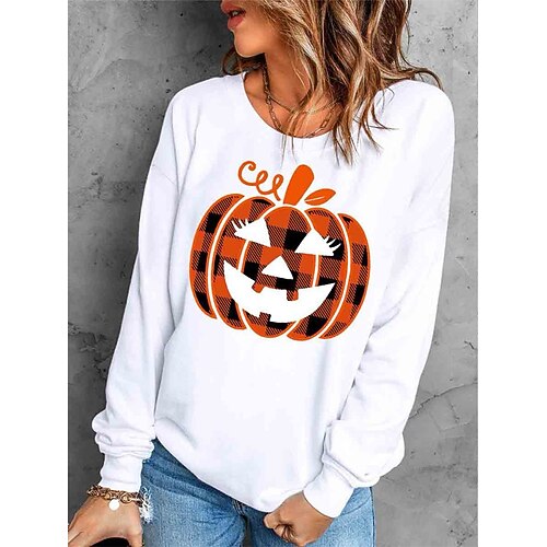 Women's Sweatshirt Halloween Print White Pumpkin Loose Casual Round Neck Long Sleeve Cotton S M L XL XXL 3XL
Women's Sweatshirt Halloween Print White Pumpkin Loose Casual Round Neck Long Sleeve Cotton S M L XL XXL 3XL