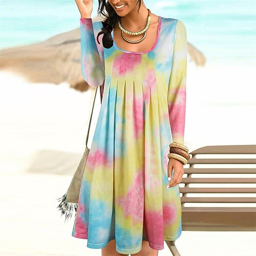 Women's A Line Dress Knee Length Dress Blue Yellow Red Long Sleeve Tie Dye Layered Spring Summer U Neck Casual 2022 S M L XL 2XL
Women's A Line Dress Knee Length Dress Blue Yellow Red Long Sleeve Tie Dye Layered Spring Summer U Neck Casual 2022 S M L XL 2XL