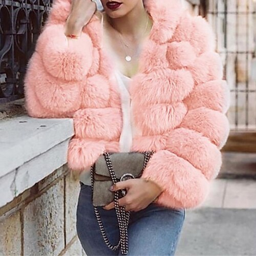 

Women's Faux Fur Coat Warm Breathable Outdoor Daily Wear Vacation Going out Faux Fur Trim Zipper Stand Collar Active Elegant Comfortable Street Style Solid Color Regular Fit Outerwear Long Sleeve