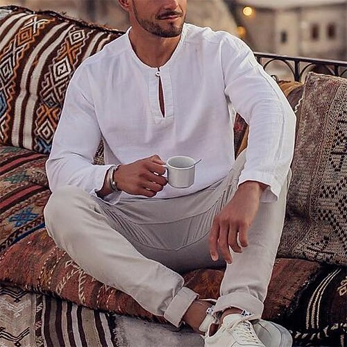 Men's Shirt Solid Color Crew Neck Street Daily Button-Down Long Sleeve Tops Casual Fashion Comfortable Big and Tall White / Summer
Men's Shirt Solid Color Crew Neck Street Daily Button-Down Long Sleeve Tops Casual Fashion Comfortable Big and Tall White / Summer
