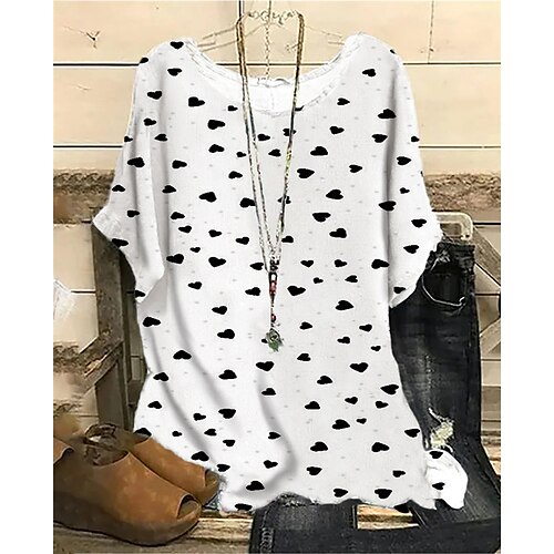 Women's Plus Size Tops Blouse Shirt Heart Print Half Sleeve Crewneck Streetwear Daily Sports Cotton Spandex Jersey Spring Summer White Wine
Women's Plus Size Tops Blouse Shirt Heart Print Half Sleeve Crewneck Streetwear Daily Sports Cotton Spandex Jersey Spring Summer White Wine