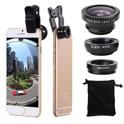 

Phone Camera Lens Fish-Eye Lens Wide-Angle Lens Macro Lens 10X Macro 25 mm 0.02 m 180 ° Cool for Samsung Galaxy iPhone