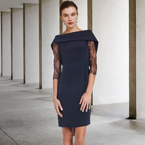 Sheath / Column Mother of the Bride Dress Vintage Elegant Off Shoulder Short / Mini Lace Stretch Fabric Sleeveless with Ruching Solid Color 2022
Sheath / Column Mother of the Bride Dress Vintage Elegant Off Shoulder Short / Mini Lace Stretch Fabric Sleeveless with Ruching Solid Color 2022