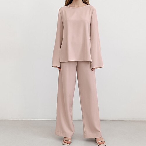 Women's Loungewear Sets Nighty 2 Pieces Pure Color Simple Comfort Home Daily Going out Polyester Breathable Gift Crew Neck Long Sleeve Elastic Waist Fall Spring Light Pink
Women's Loungewear Sets Nighty 2 Pieces Pure Color Simple Comfort Home Daily Going out Polyester Breathable Gift Crew Neck Long Sleeve Elastic Waist Fall Spring Light Pink