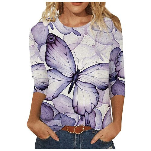 Women's T shirt Tee Graphic Casual Weekend T shirt Tee Long Sleeve Print Round Neck Basic White Black Purple S / 3D Print
Women's T shirt Tee Graphic Casual Weekend T shirt Tee Long Sleeve Print Round Neck Basic White Black Purple S / 3D Print