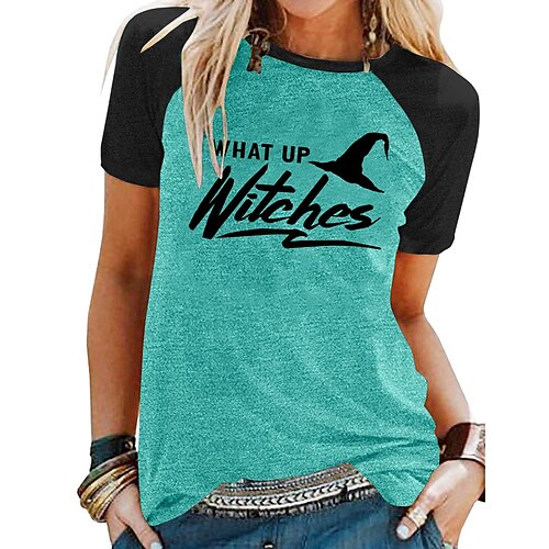 Women's T shirt Tee Green Blue Light gray Graphic Letter Print Short Sleeve Halloween Casual Basic Round Neck Regular S
Women's T shirt Tee Green Blue Light gray Graphic Letter Print Short Sleeve Halloween Casual Basic Round Neck Regular S