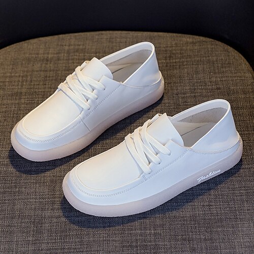 Women's Slip-Ons Outdoor Daily Comfort Shoes White Shoes Lace-up Flat Heel Round Toe Casual Minimalism Cowhide Loafer Solid Colored Black White
Women's Slip-Ons Outdoor Daily Comfort Shoes White Shoes Lace-up Flat Heel Round Toe Casual Minimalism Cowhide Loafer Solid Colored Black White