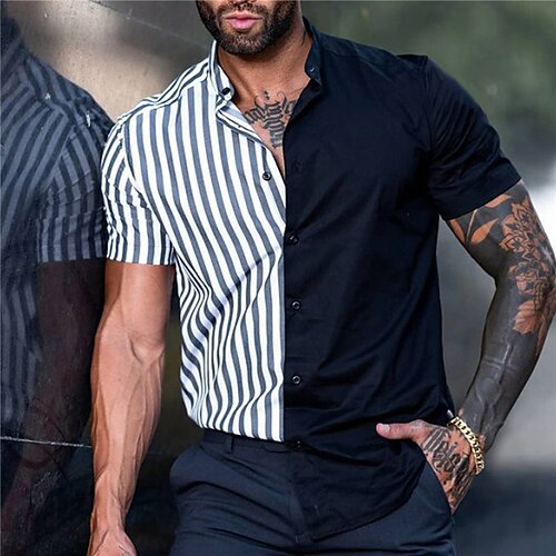 Men's Shirt Striped Turndown Green Blue Short Sleeves 3D Print Outdoor Street Button-Down Print Tops Fashion Designer Casual Breathable / Summer / Spring / Summer
Men's Shirt Striped Turndown Green Blue Short Sleeves 3D Print Outdoor Street Button-Down Print Tops Fashion Designer Casual Breathable / Summer / Spring / Summer