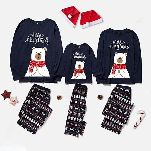 Family Look Christmas Pajamas Bear Christmas Tree Letter Causal Print Blue Long Sleeve Adorable Matching Outfits
Family Look Christmas Pajamas Bear Christmas Tree Letter Causal Print Blue Long Sleeve Adorable Matching Outfits