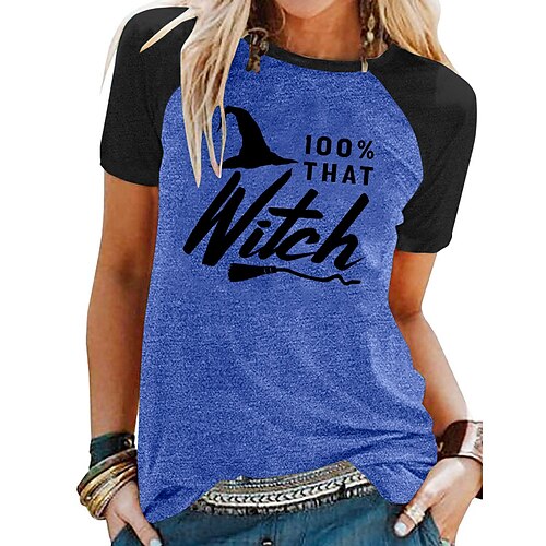 Women's T shirt Tee Green Blue Light gray Graphic Letter Print Short Sleeve Halloween Casual Basic Round Neck Regular S
Women's T shirt Tee Green Blue Light gray Graphic Letter Print Short Sleeve Halloween Casual Basic Round Neck Regular S