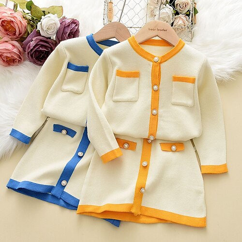 Kids Toddler Girls' SkirtSet Clothing Set 2 Pieces Long Sleeve Blue Yellow Solid Color Crewneck Patchwork Fashion Daily Regular 3-8 Years
Kids Toddler Girls' SkirtSet Clothing Set 2 Pieces Long Sleeve Blue Yellow Solid Color Crewneck Patchwork Fashion Daily Regular 3-8 Years