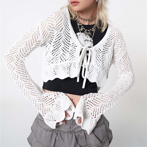 Women's Cardigan Sweater Jumper Crochet Knit Knitted Pure Color V Neck Shrugs Stylish Daily Holiday Fall Winter White S M L / Long Sleeve
Women's Cardigan Sweater Jumper Crochet Knit Knitted Pure Color V Neck Shrugs Stylish Daily Holiday Fall Winter White S M L / Long Sleeve