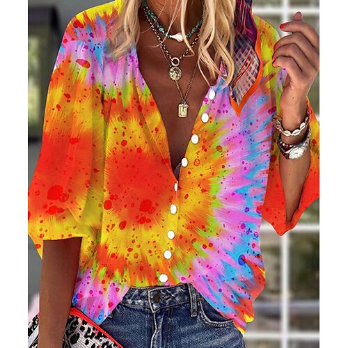Women's Blouse Graphic Casual Weekend Blouse Shirt 3/4 Length Sleeve Button Print V Neck Streetwear Yellow Orange S / 3D Print
Women's Blouse Graphic Casual Weekend Blouse Shirt 3/4 Length Sleeve Button Print V Neck Streetwear Yellow Orange S / 3D Print