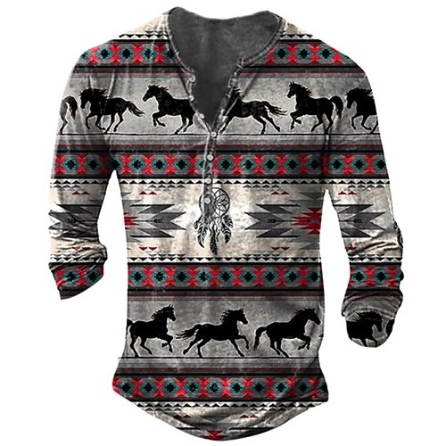 Men's T shirt Tee Henley Shirt Tee Graphic Animal Horse Henley Gray Long Sleeve 3D Print Plus Size Outdoor Daily Button-Down Print Tops Basic Designer Classic Comfortable / Sports
Men's T shirt Tee Henley Shirt Tee Graphic Animal Horse Henley Gray Long Sleeve 3D Print Plus Size Outdoor Daily Button-Down Print Tops Basic Designer Classic Comfortable / Sports