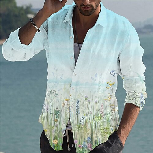 Men's Shirt Floral Turndown Blue Long Sleeve 3D Print Outdoor Street Button-Down Print Tops Fashion Designer Casual Breathable
Men's Shirt Floral Turndown Blue Long Sleeve 3D Print Outdoor Street Button-Down Print Tops Fashion Designer Casual Breathable