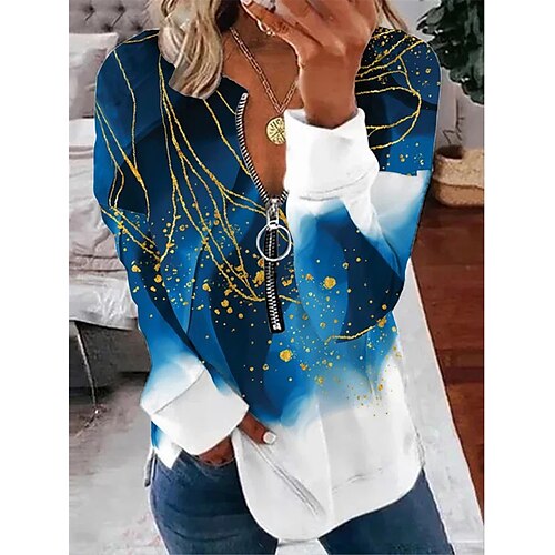 Women's Sweatshirt Quarter Zipper Hoodie Sportswear Casual Half Zip Patchwork Print Blue Flower Loose Casual Round Neck Long Sleeve S M L XL XXL 3XL / 3D Print
Women's Sweatshirt Quarter Zipper Hoodie Sportswear Casual Half Zip Patchwork Print Blue Flower Loose Casual Round Neck Long Sleeve S M L XL XXL 3XL / 3D Print