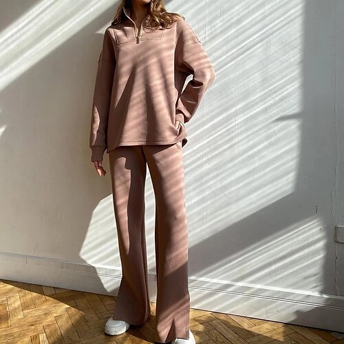 Women's Loungewear Sets Winter 2 Pieces Pure Color Fashion Comfort Home Daily Polyester Stand Collar Long Sleeve Pant Pocket Winter Fall Green Blue
Women's Loungewear Sets Winter 2 Pieces Pure Color Fashion Comfort Home Daily Polyester Stand Collar Long Sleeve Pant Pocket Winter Fall Green Blue
