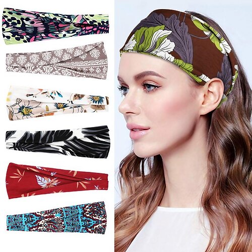 

europe and the united states cross-border fashion sports hairband yoga bundle sweat-absorbing headband new ladies wide-brimmed printed headwear